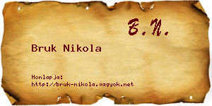 Bruk Nikola névjegykártya